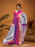 Pochampally-Ikkat-Silk-Purple-Checks-Sari-pochampallysarees.com