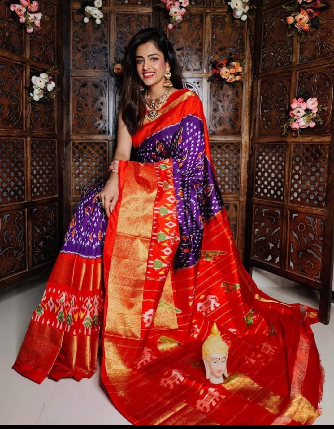 Pochampally-Ikkat-Silk-Purple-Red-Sari-Pochampallysarees.com
