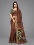 POCHAMPALLY IKKAT SICO BROWN SARI - pochampallysarees.com
