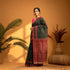 POCHAMPALLY IKKAT COTTON BLACK BODY BORDER RED SARI - pochampallysarees.com