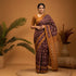 POCHAMPALLY IKKAT COTTON CHOCOLATE BODY BORDER BROWN SARI - pochampallysarees.com