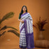 POCHAMPALLY IKKAT COTTON WHITE BLUE - pochampallysarees.com