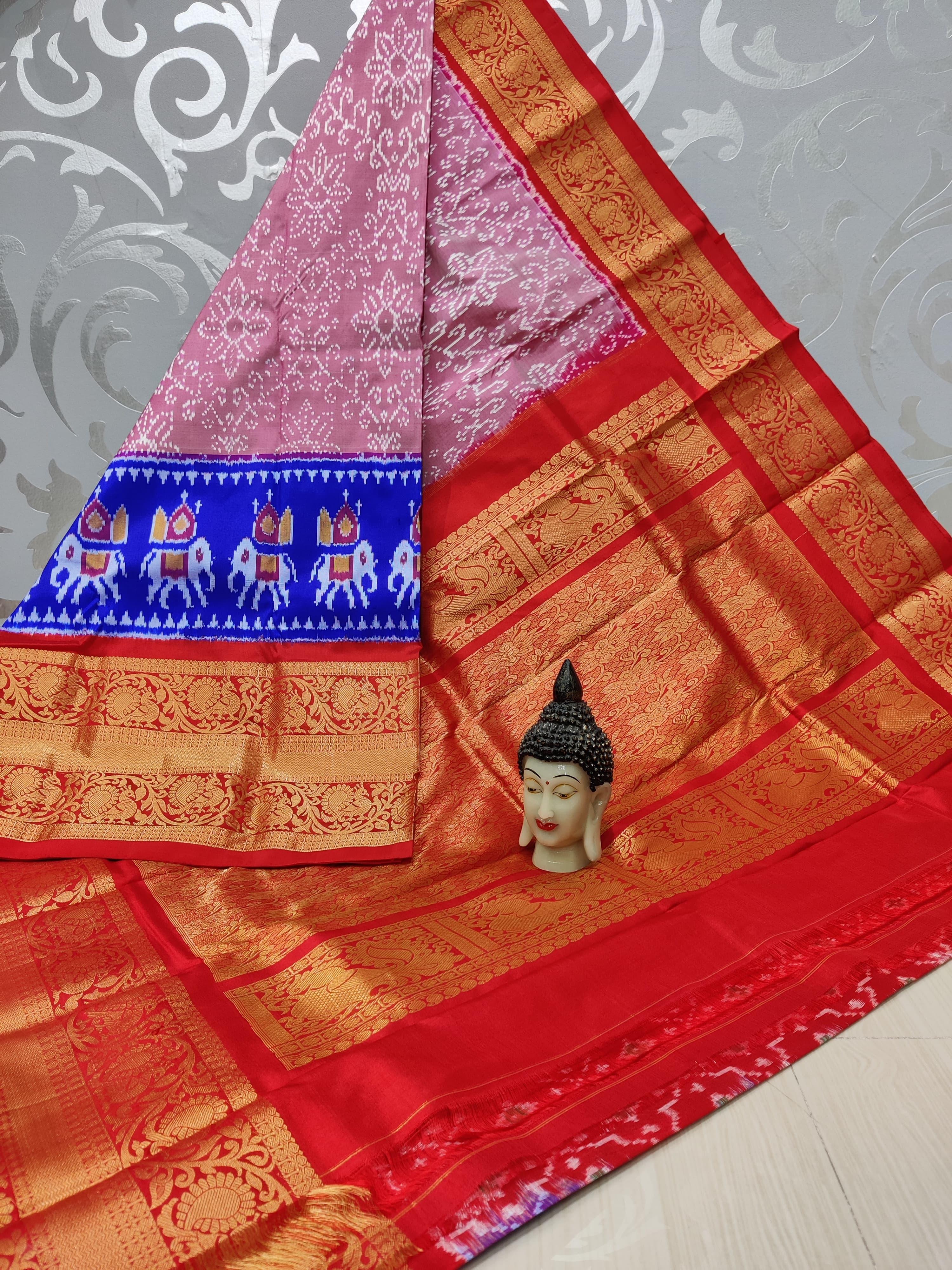 Pochampally Ikkat Pattu Sarees With Kanchi Border - pochampallysarees.com