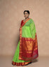 Pure Gadwal Cotton Sari Green Red -C16 - pochampallysarees.com