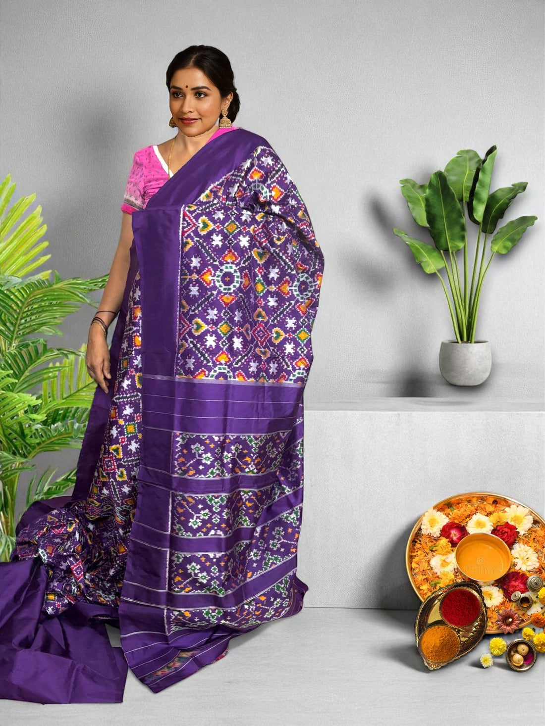 POCHAMPALLY IKKAT PATOLA LAVENDER SARI