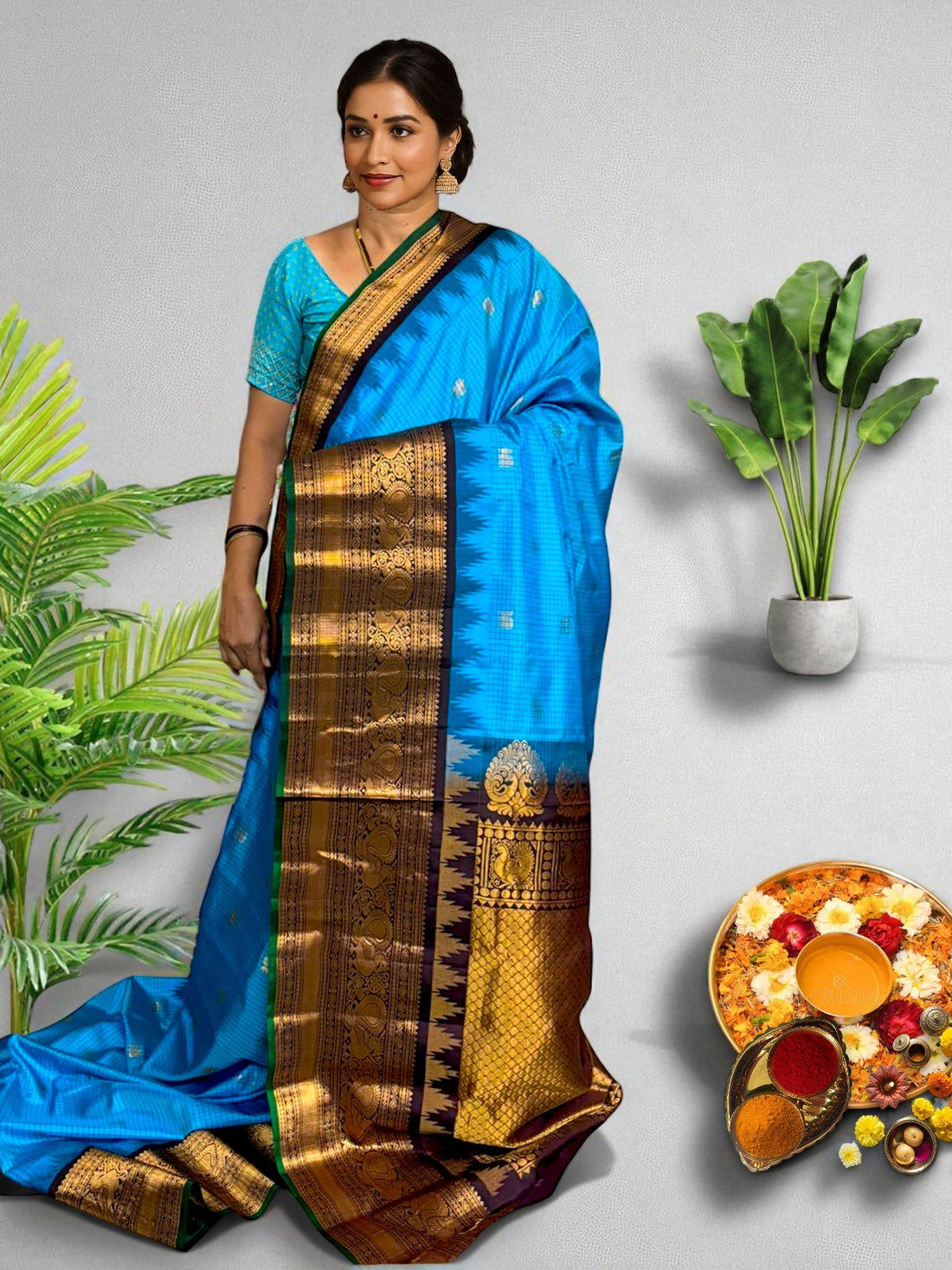 GADWAL SILK SARI ANANDABLUE