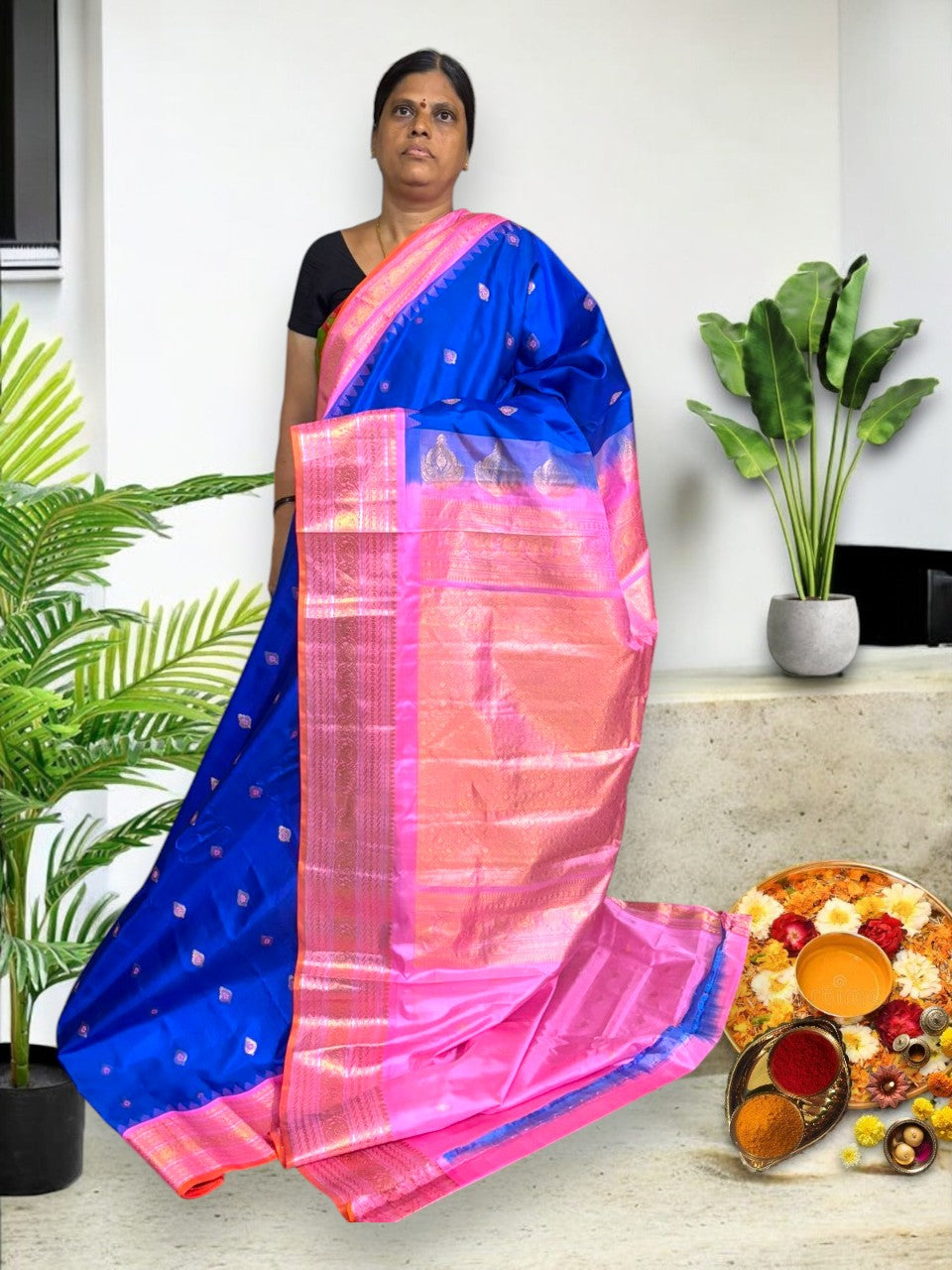 Pure Gadwal Silk Saree Blue
