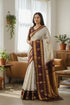 GADWAL SILK CREAM CHOCOLATE SARI - pochampallysarees.com