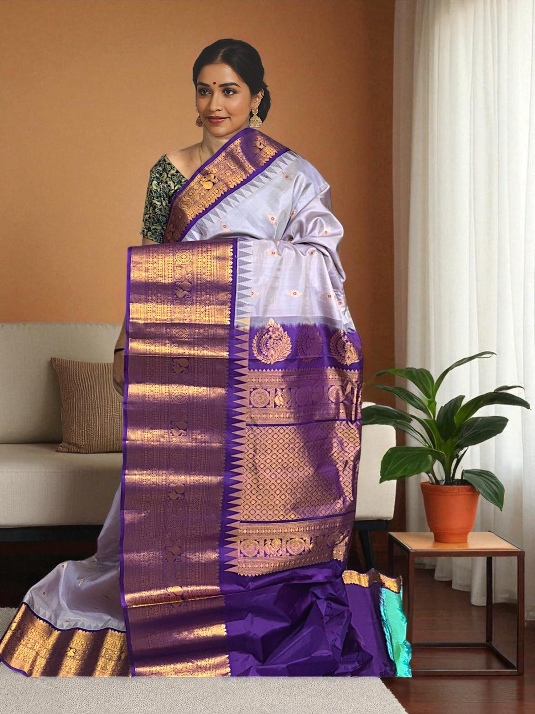 GADWAL SILK SARI LAVENDER