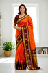 GADWAL SILK ORANGE CHOCOLATE SARI - pochampallysarees.com