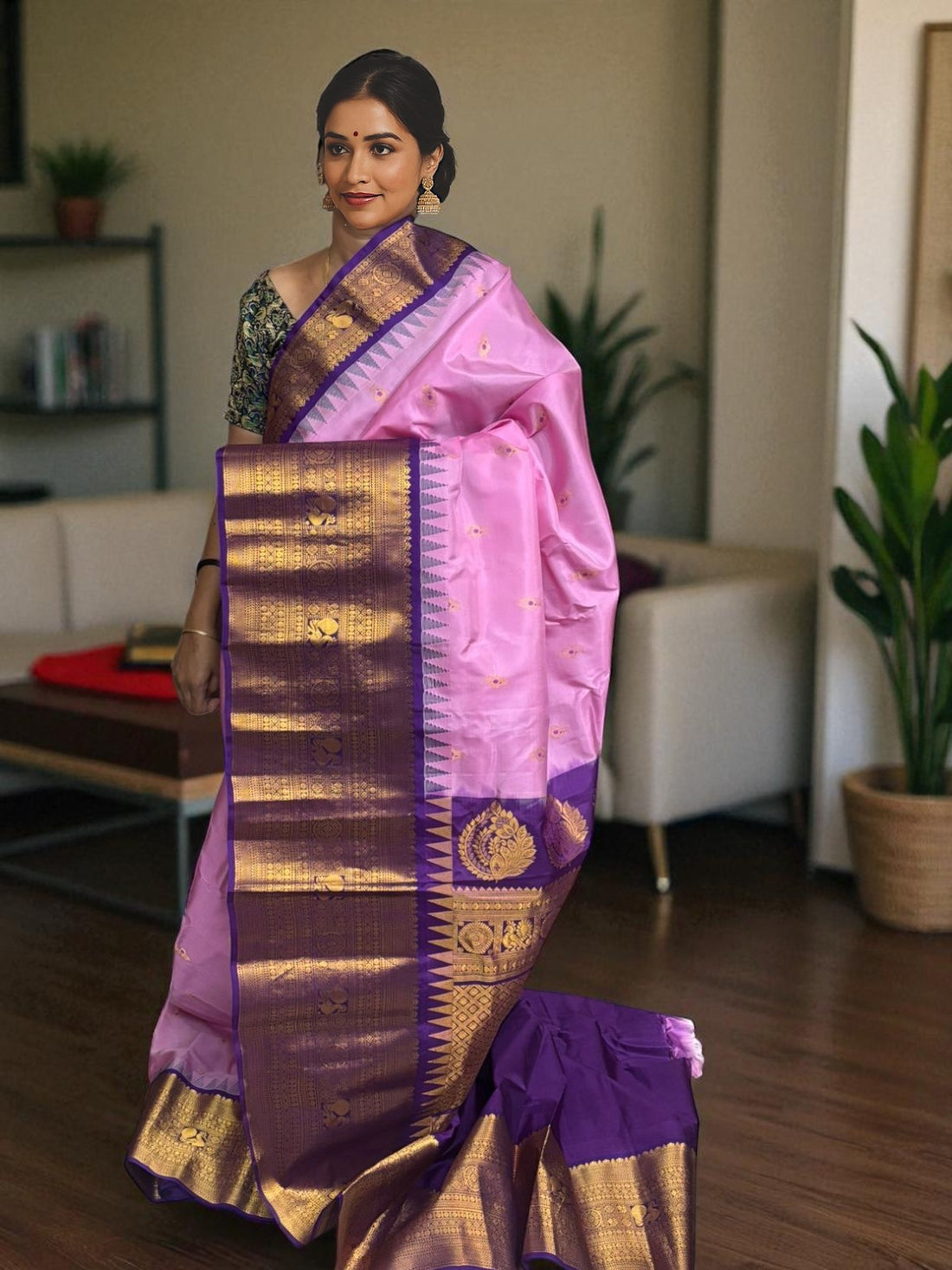 GADWAL SILK SARI BABY PINK