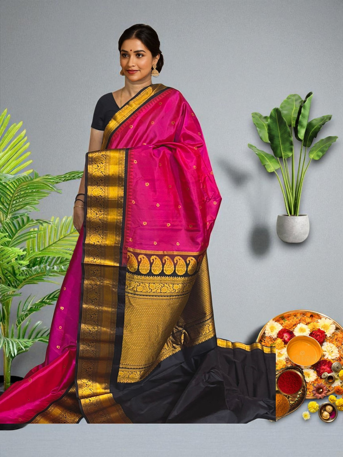 GADWAL PURE SILK HANDLOOM SAREE PINK