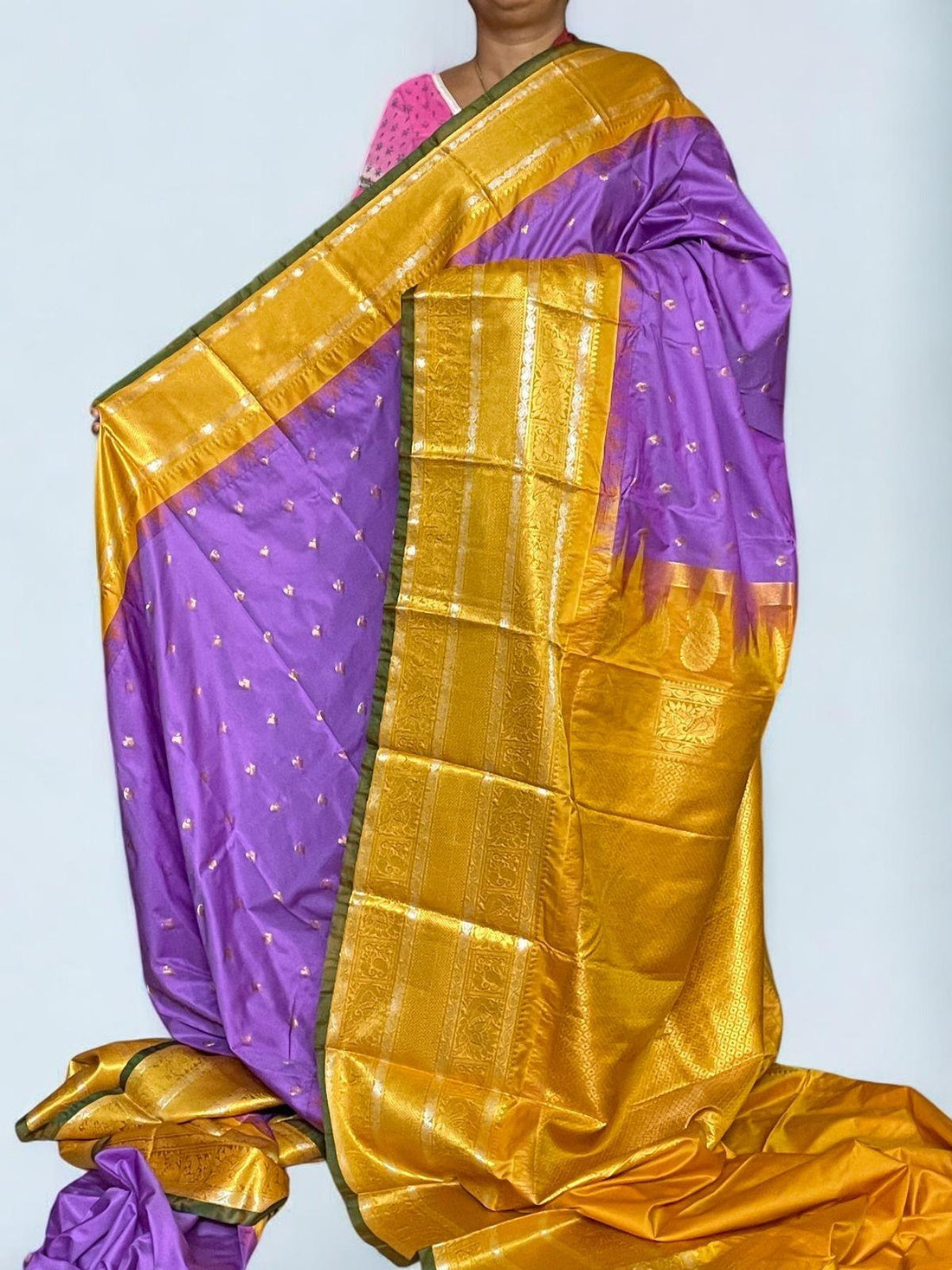 Gadwal Pattu Saree Yellow Purple