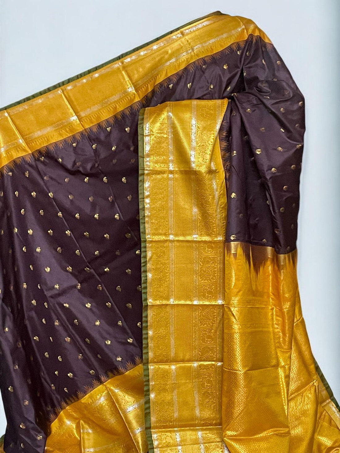 Gadwal Silk Sarees Online Chocolet Yellow