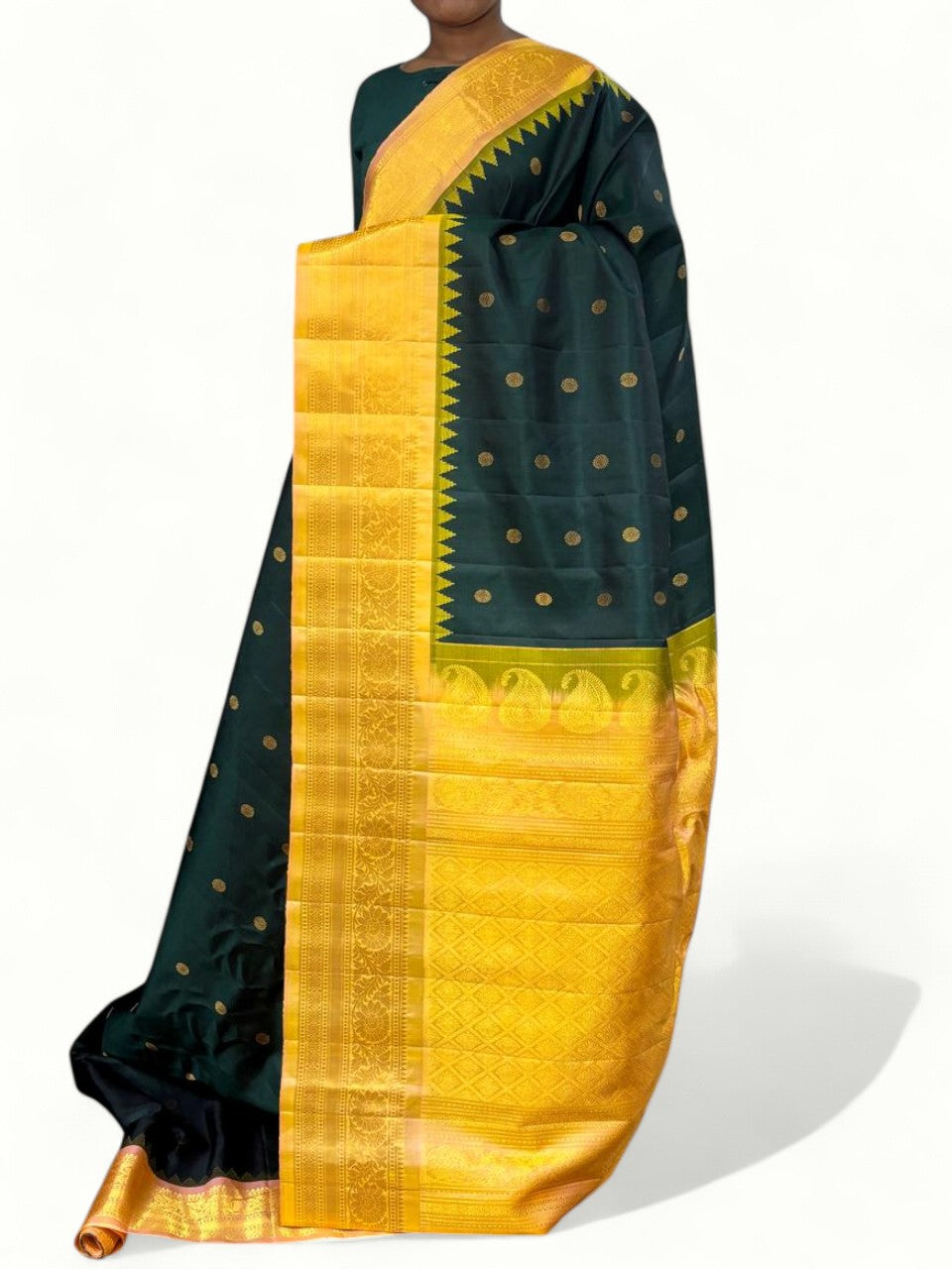 Pure Gadwal Silk Blue yellow