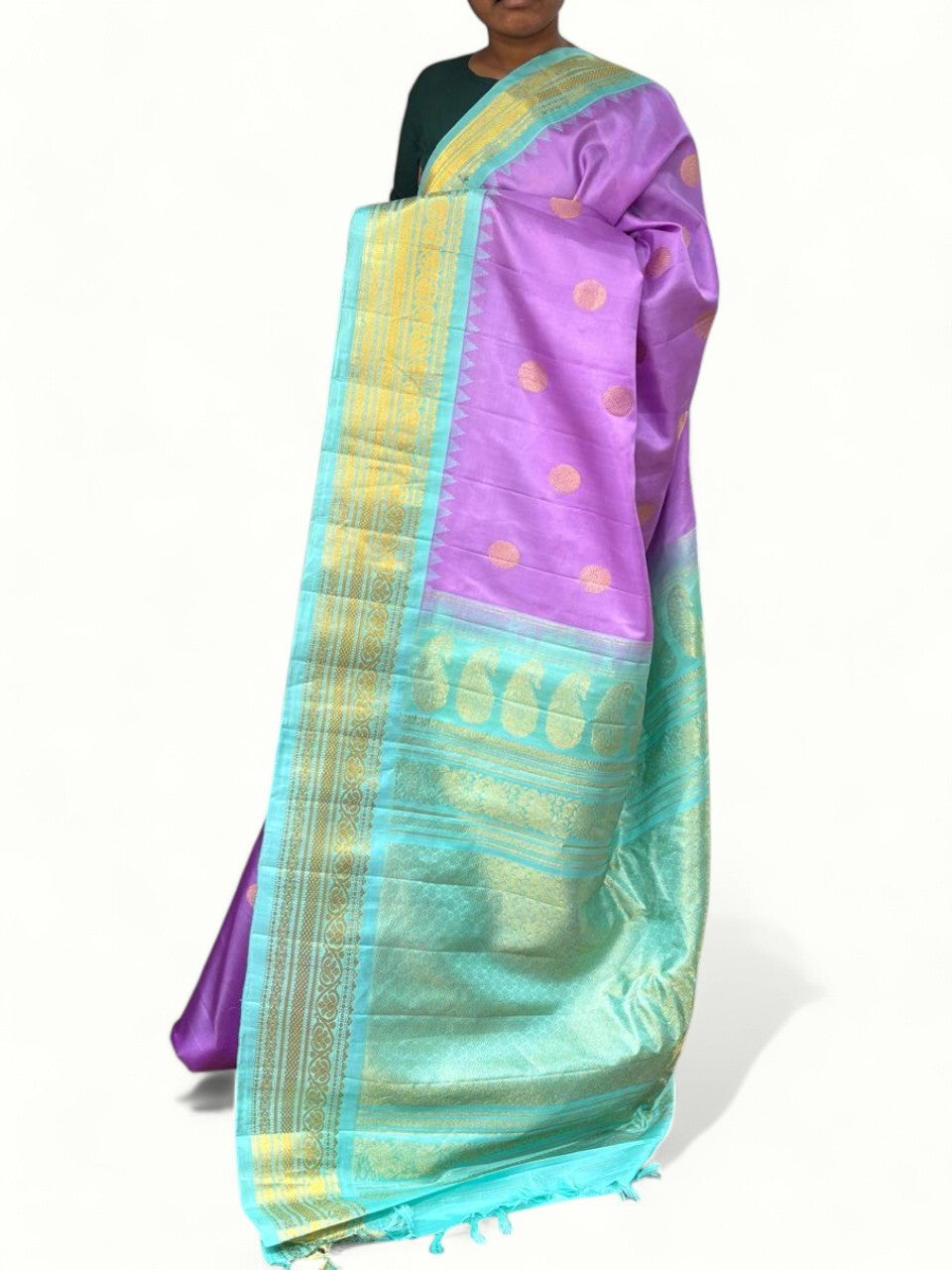 Pure Gadwal Silk Purple Seagreen