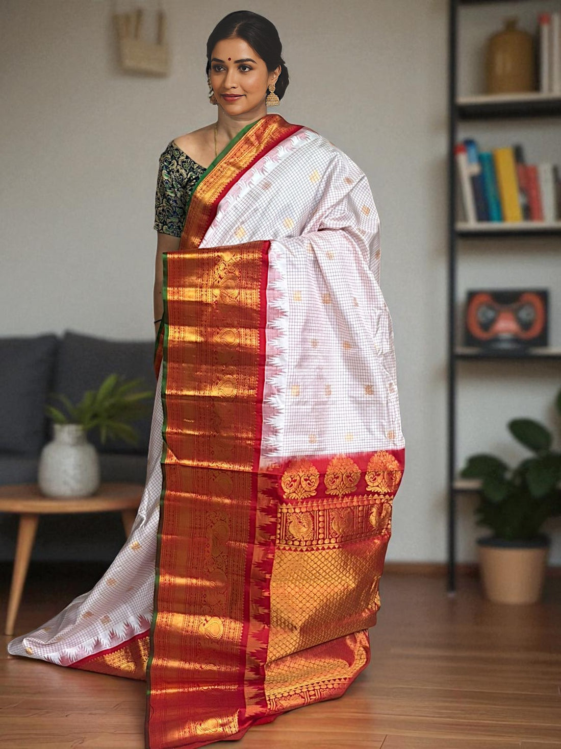 GADWAL SILK SARI WHITE