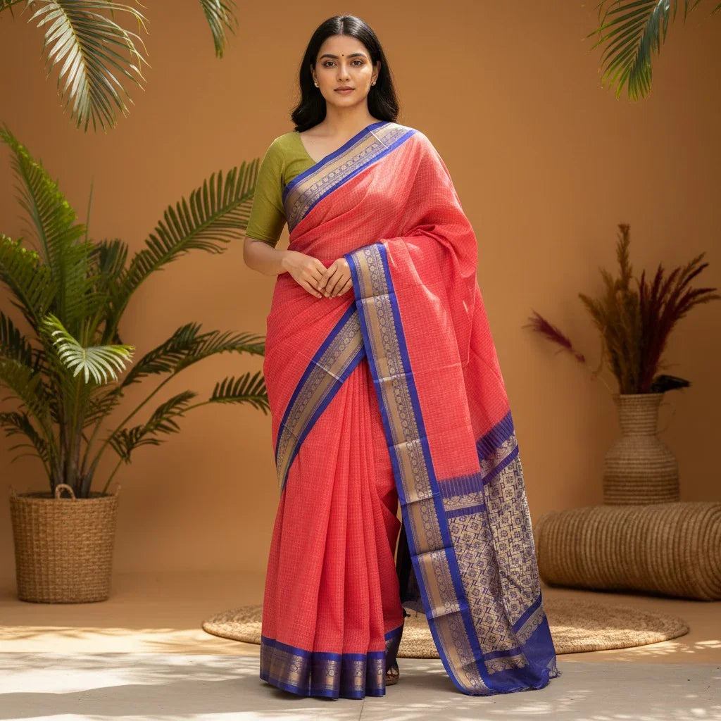 PURE GADWAL COTTON SARI -J01 - pochampallysarees.com