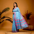 MANGALAGIRI COTTONS BODY WHITE BLUE CHECKS BORDER PINK PALLU AND BLOUSE CHECKS - pochampallysarees.com