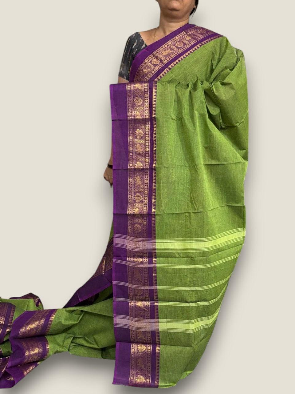 PURE NARAYANPET COTTON PLAIN PARROT GREEN