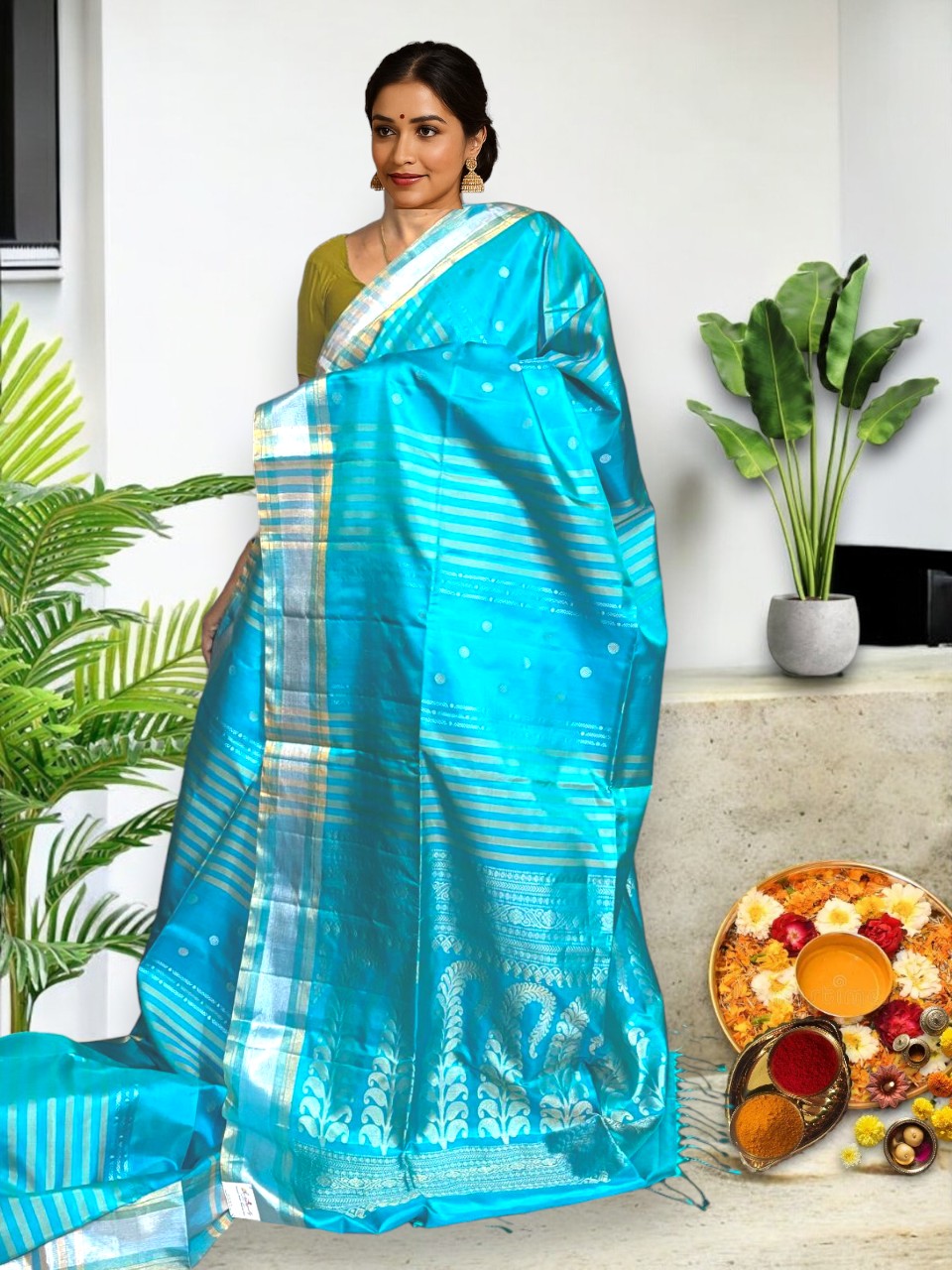 PURE SOFT SILK ANANDA BLUE SARI