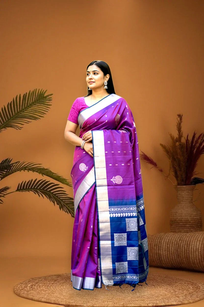 Pure-Soft-Silk-Purple-Blue-Sari-pochampallysarees.com