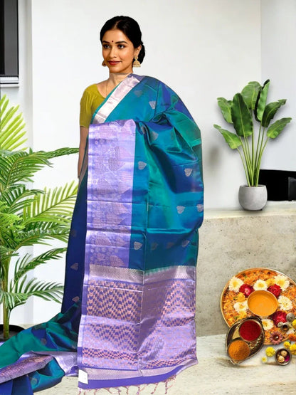 PURE SOFT SILK RAMA GREEN SARI