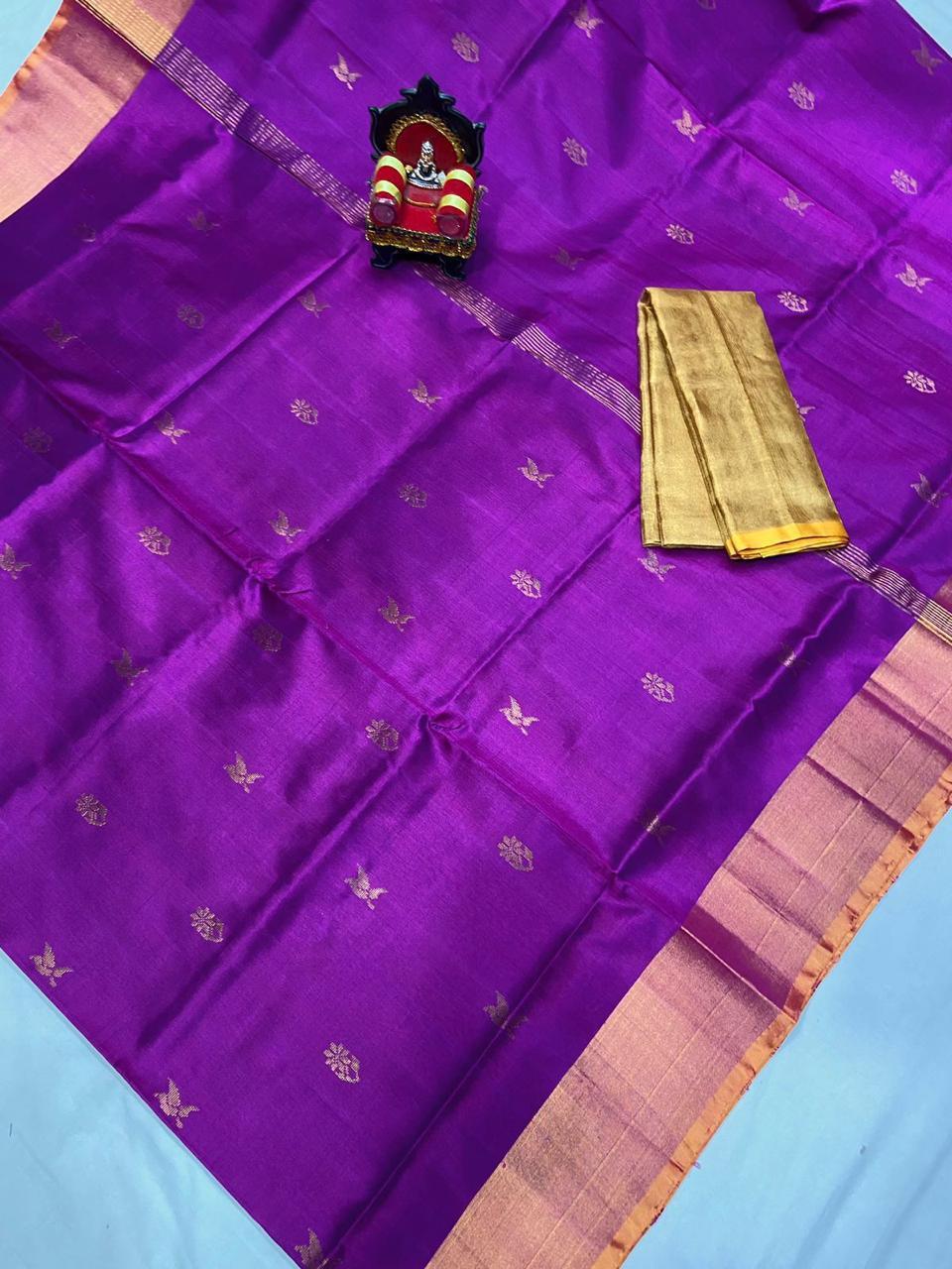 Pure Uppada Silver Coin Buta Saree - pochampallysarees.com