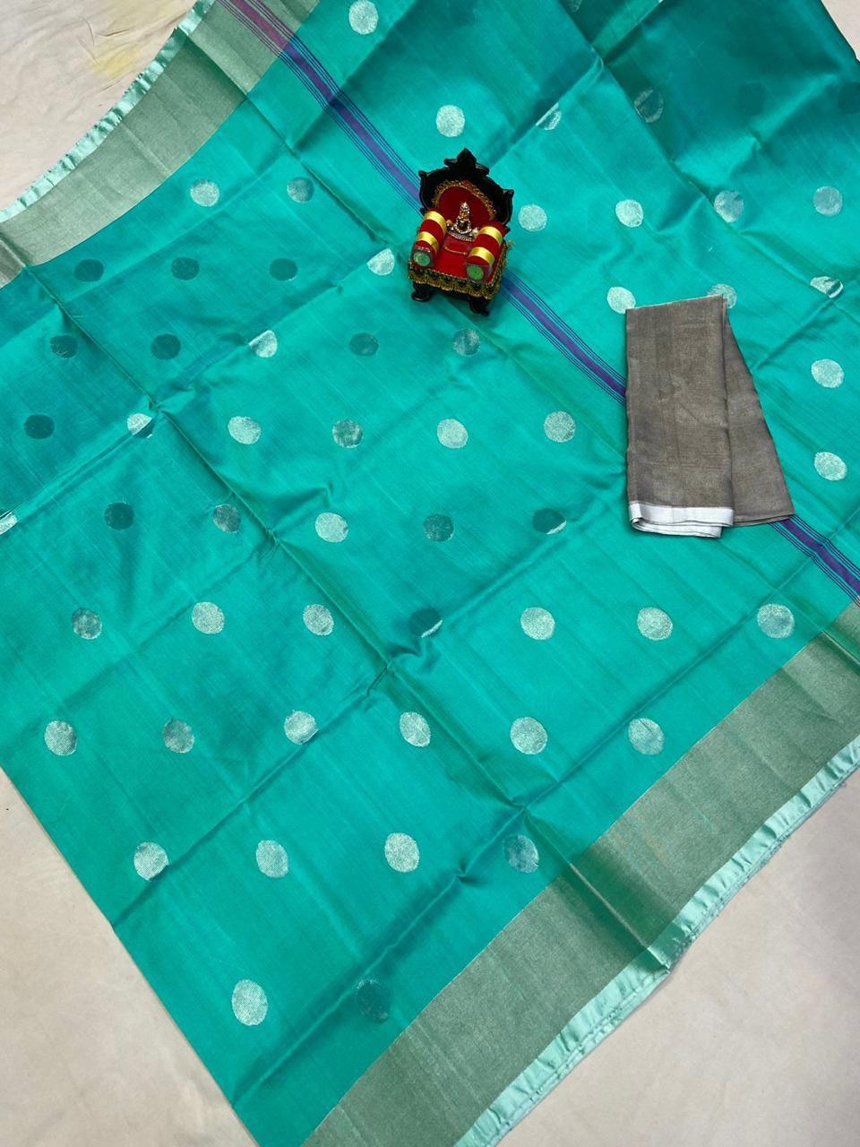 Pure Uppada Silver Coin Buta Saree - pochampallysarees.com