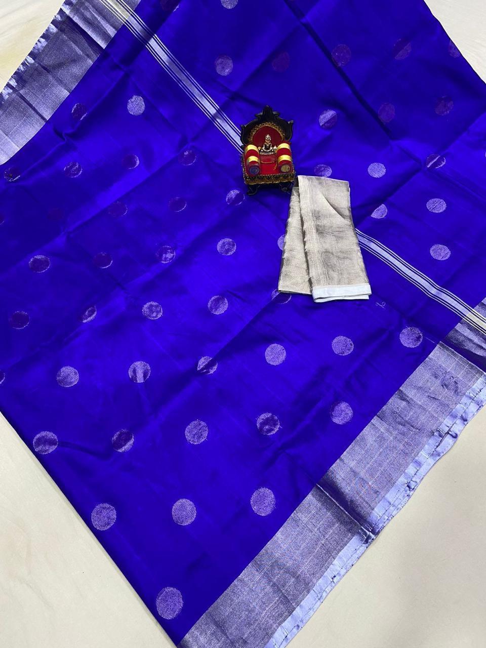 Pure Uppada Silver Coin Buta Saree - pochampallysarees.com