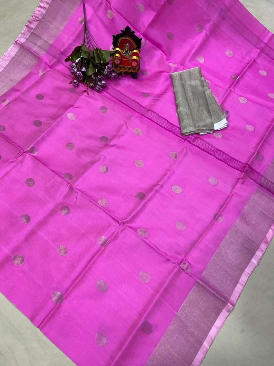 Pure Uppada Silver Coin Buta Saree - pochampallysarees.com