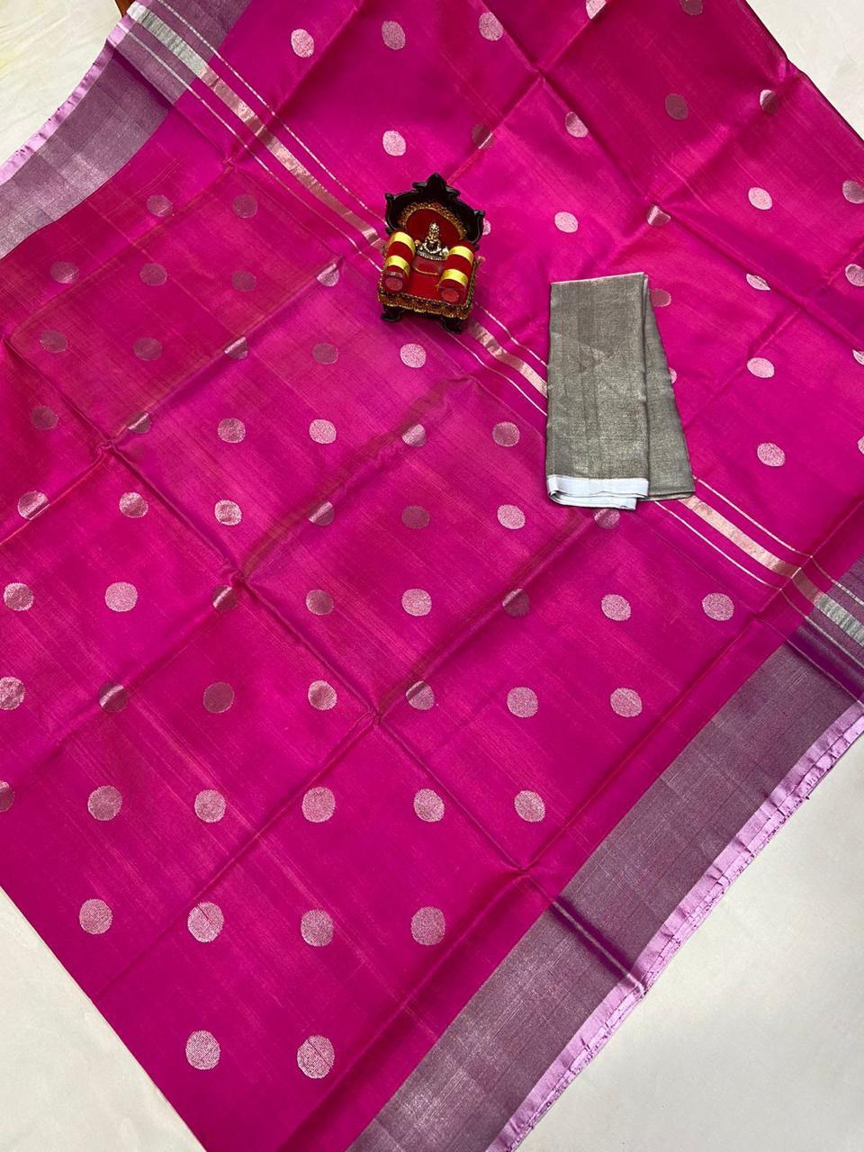 Pure Uppada Silver Coin Buta Saree - pochampallysarees.com