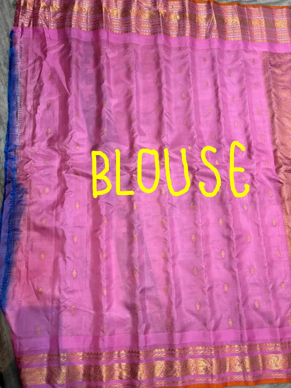 Royal Blue &amp; Pink Pure Gadwal Silk Saree with Rich Gold Zari Pallu | Traditional Handloom Pattu Saree for Weddings &amp; Festivals - pochampallysarees.com