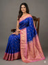Royal Blue & Pink Pure Gadwal Silk Saree with Rich Gold Zari Pallu | Traditional Handloom Pattu Saree for Weddings & Festivals - pochampallysarees.com