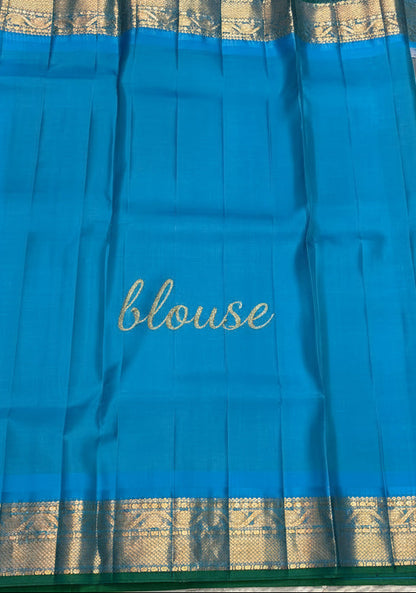 Pure Gadwal Silk Lavender &amp; Teal Blue Saree