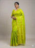 PURE SOFT SILK SAREE PARROT GREEN AND PARROT GREEN WITH ALLOVER BUTTI DESIGN WEAVES IN BORDER AND PALLU TISSUE STYLE - pochampallysarees.com