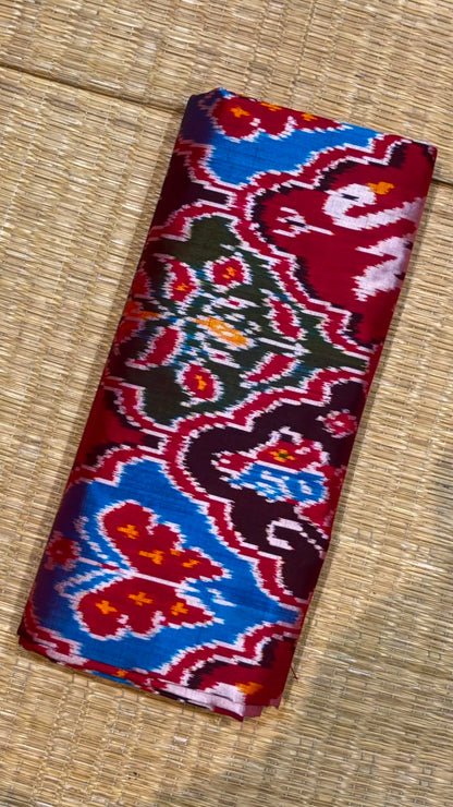 Traditional Maroon Pochampally Ikat Silk Saree with Pichwai Pallu