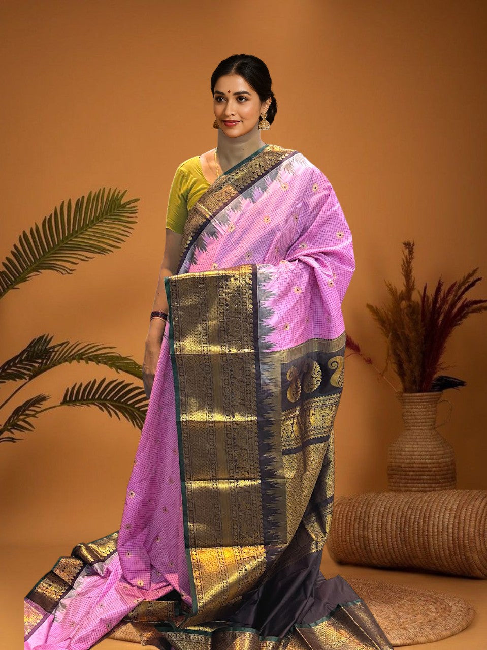 Semi-Gadwal-Pink-Chocolate-Sari-pochampallysarees.com