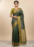 PURE SOFT SILK SAREE BOTTLE GREEN AND OLIVE GREEN WITH ALLOVER BUTTI DESIGN WEAVES IN BORDER AND PALLU TISSUE STYLE - pochampallysarees.com