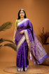 PURE SOFT SILK SAREE LAVENDER AND LAVENDER WITH ALLOVER ZARI WEAVES IN BORDER KANCHI STYLE - pochampallysarees.com