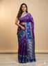 PURE SOFT SILK SAREE LAVENDER AND BLUE WITH ALLOVER BUTTI DESIGN WEAVES IN BORDER AND PALLU TISSUE STYLE - pochampallysarees.com