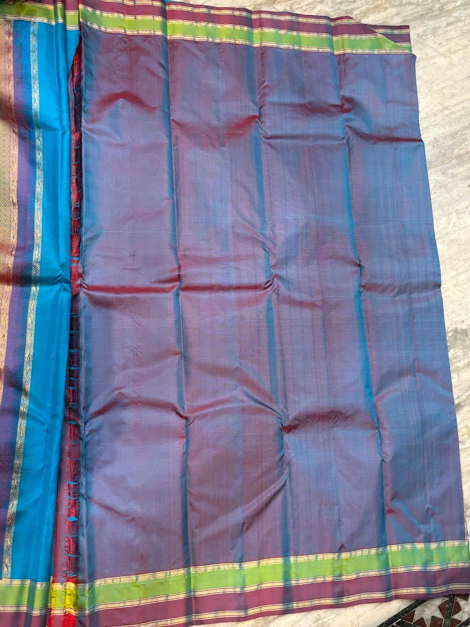 Sky Blue Soft Kubera Silk Saree with Silver Zari Floral Motifs &amp; Rich Contrast Pallu | Traditional Festive &amp; Wedding Wear Saree for Women with Blouse Piece - pochampallysarees.com