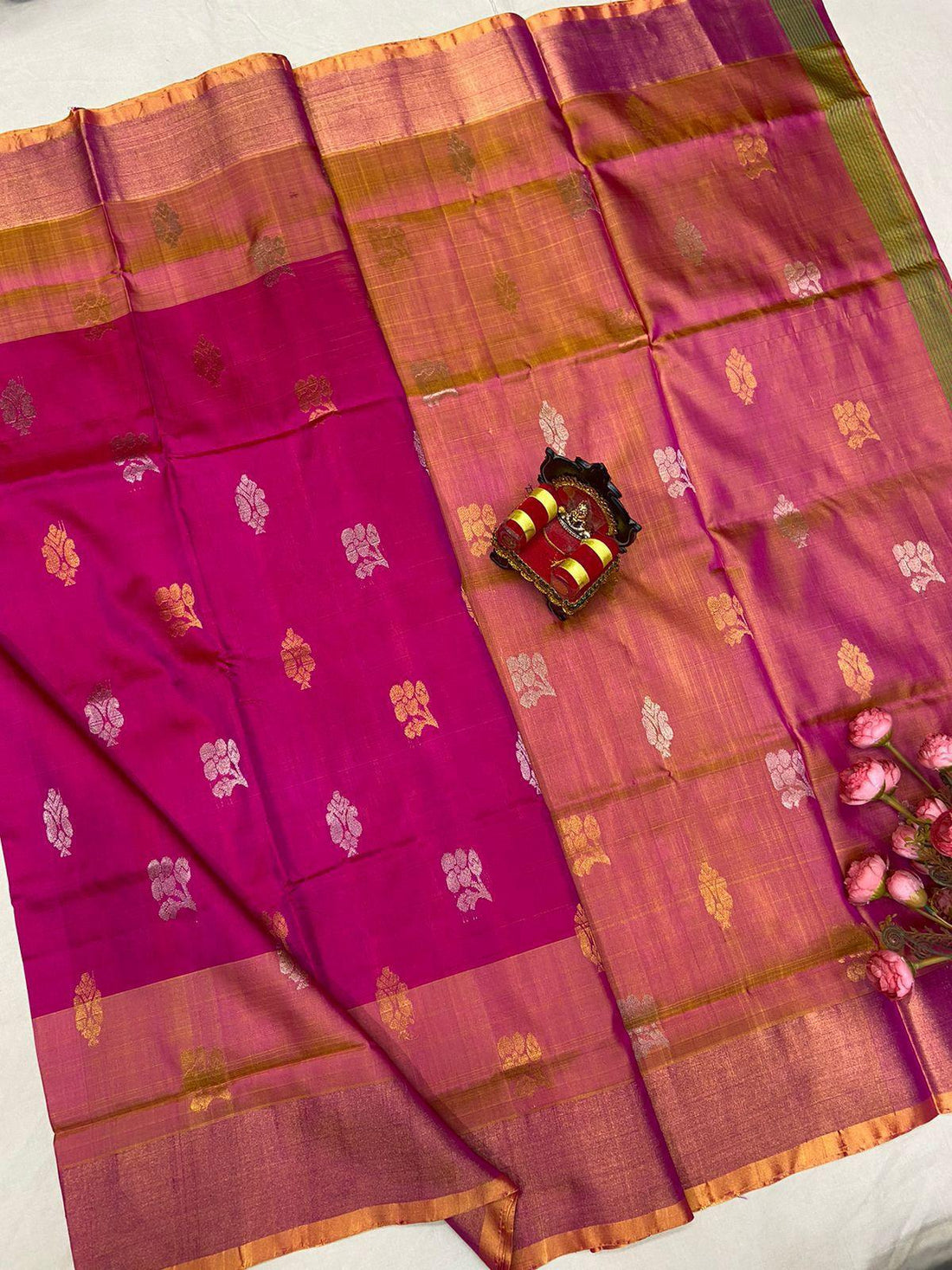 Pink Uppada Butta Silk Saree - pochampallysarees.com