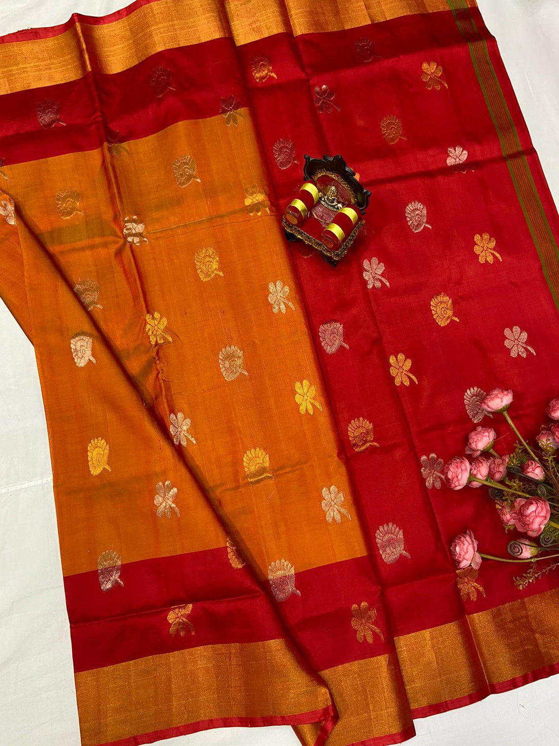 Yellow Uppada Butta Pure Silk Saree - pochampallysarees.com