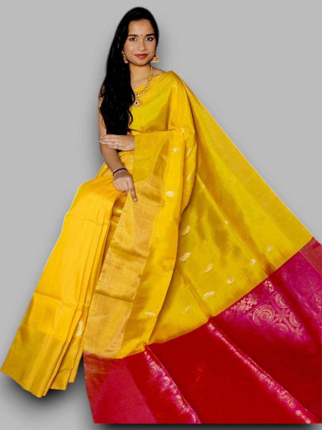 Pure Soft Silk Saree Yellow With Red Online Shopping