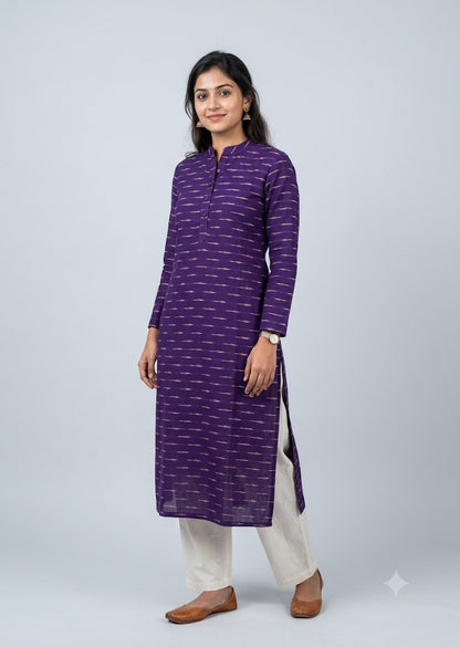 Pure Pochampally Ikat Cotton Fabric – Royal Purple