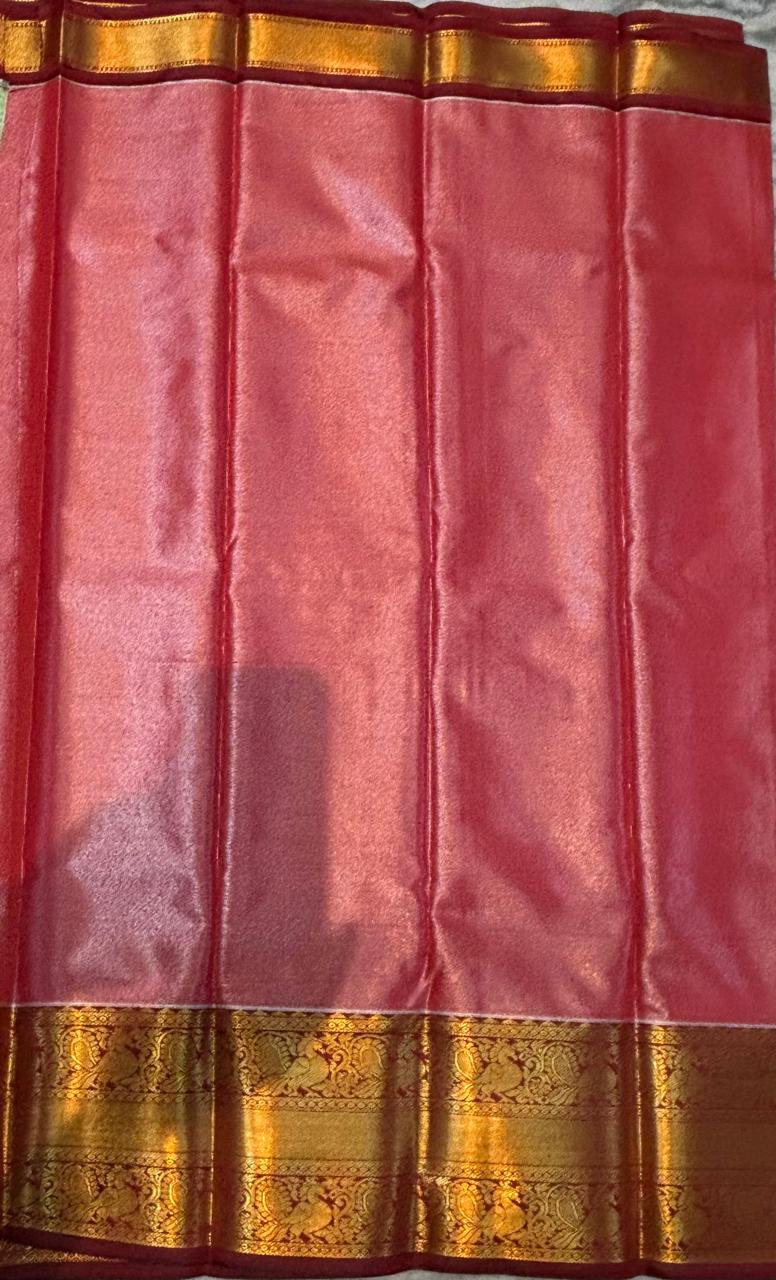 Dharmavaram Pattu Silk Saree – Parrot Green With Maroon