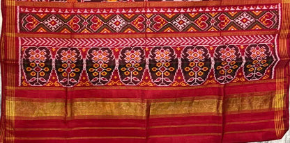 Authentic Maroon Pure Real Patola Silk Saree with Traditional Animal Motifs