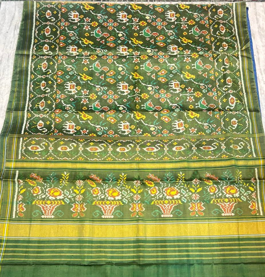 Authentic Green Ikkat Real Patola Silk Saree