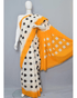 AMAZING DOUBLE IKKAT POCHAMPALLY COTTON CREAM COLOR SAREE-ICS15 - pochampallysarees.com
